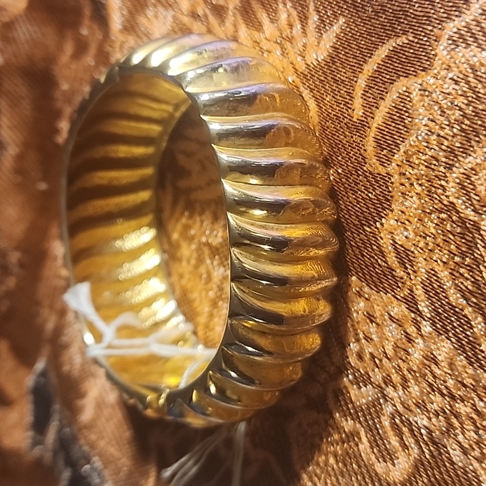 Vintage San Marco Wide Gold Tone Cuff Hinged Bangle Bracelet